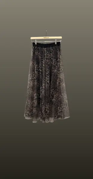 Fusta midi tulle-animal print