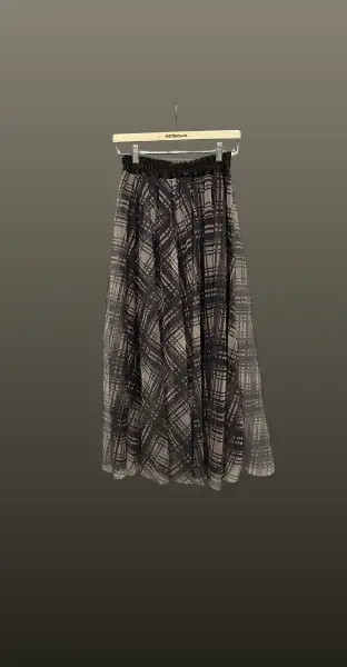 Fusta midi tulle- imprimeu carouri