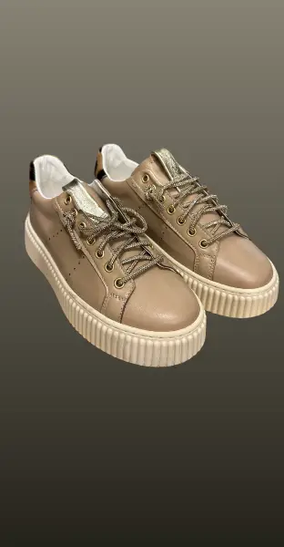 Sneakers beige-detalii aurii