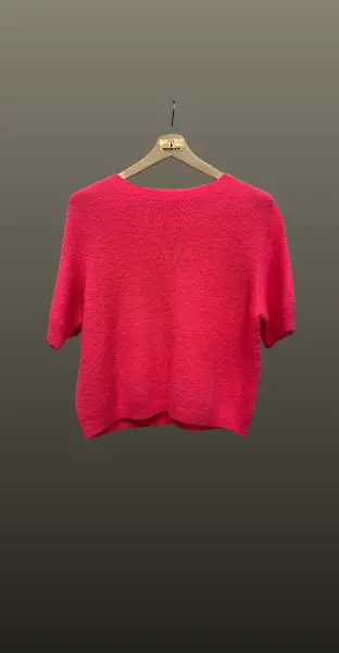 Pulover fin din alpaca-mânecă scurtă-corai