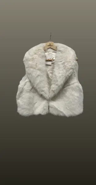 Vestă scurtă din blană artificială- alba