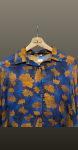 Camasa lana- imprimeu floral albastru