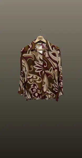 Camasa lana- imprimeu floral-maro
