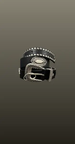 Curea detalii metalice vintage- negru