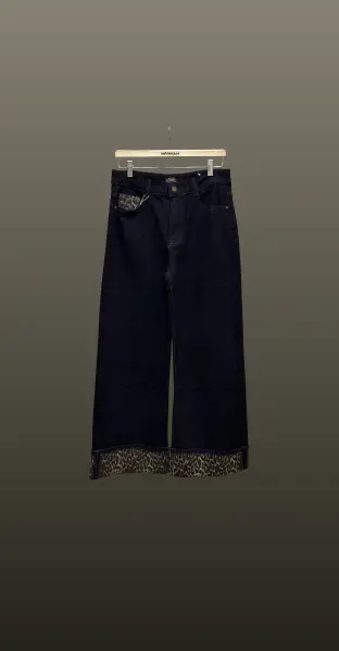 Jeans drept cu tiv întors-animal print