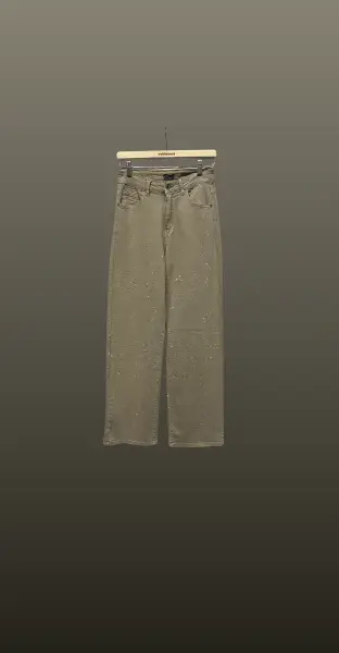 Jeans cu strasuri- beige