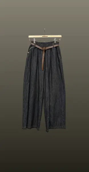 Pantalon  larg din bumbac- negru