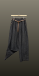 Pantalon  larg din bumbac- negru