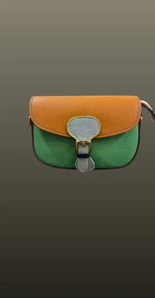 Geanta mica postas- verde/camel multicolora